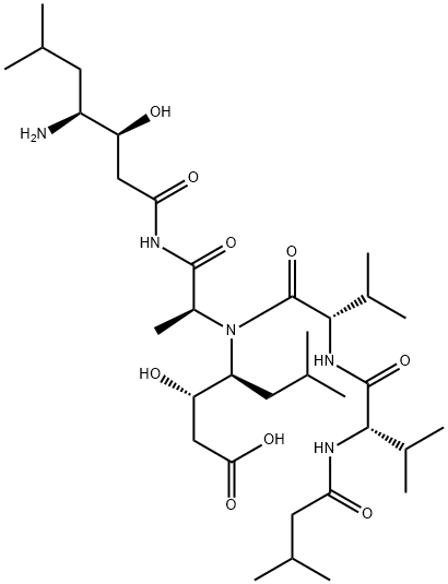 (3S,4S)-3-Hydroxy-4-[[(2S)-2-[[(3S,4S)-3-hydroxy-6-methyl-4-[[(2S)-3-methyl-2-[[(2S)-3-methyl-2-(3-methylbutanoylamino)butanoyl]amino]butanoyl]amino]heptanoyl]amino]propanoyl]amino]-6-methylheptanoic acid(26305-03-3)